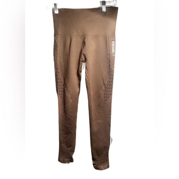 Gymshark Energy green casual yoga lightweight athletic Seamless Leggings tight M - Picture 2 of 3